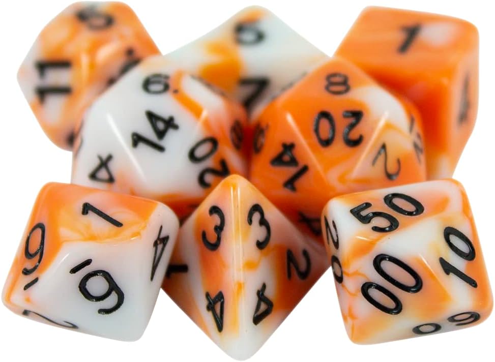Paladin Roleplaying Orange and White DND Dice Set - 'Troll Slayer'
