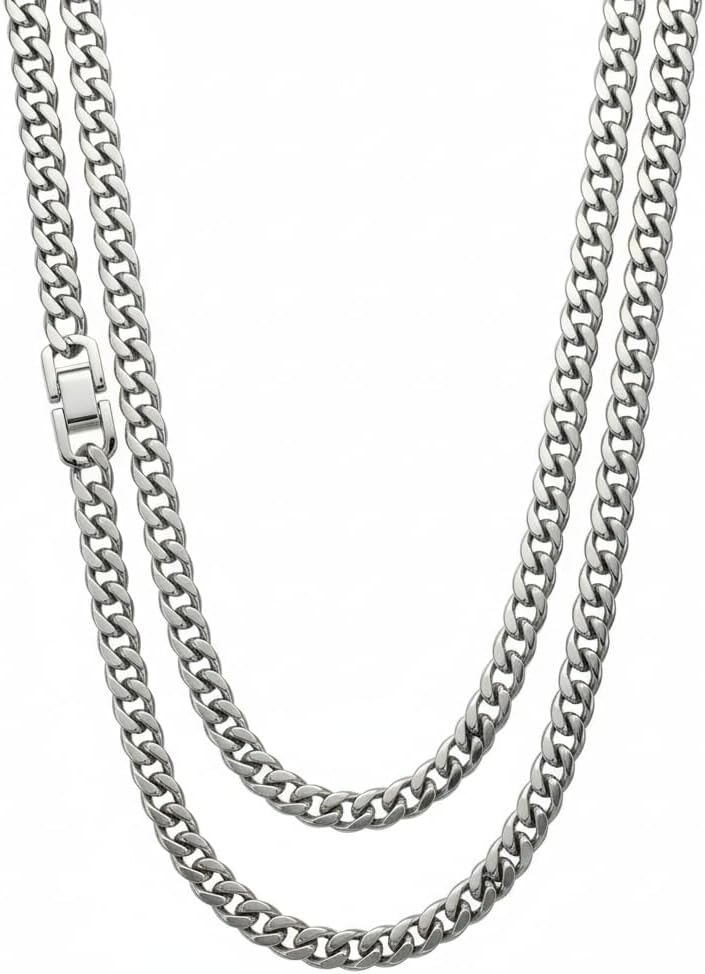 Galis Premium Stainless Steel Mens Cuban Link Chain, Miami Cuban Chain Necklace, 5mm,7mm,9mm Width, Non Tarnish & Durable Jewelry, 18"-22"