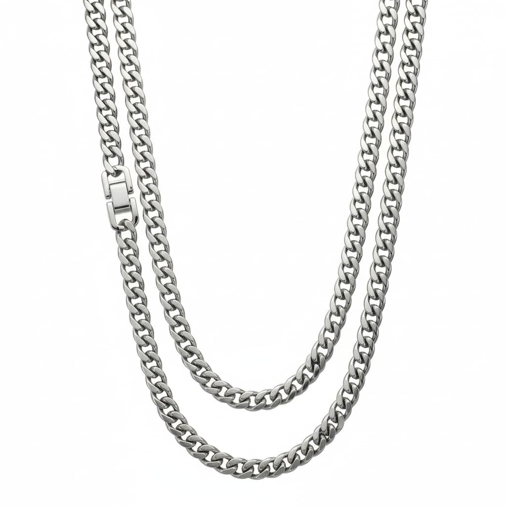Chaîne cubaine homme ne ternit pas collier acier inoxydable durable - 8