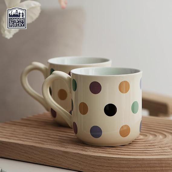 London Pottery Farmhouse Mug, 8.5 fl oz (250 ml) (Ivory/Multispot)