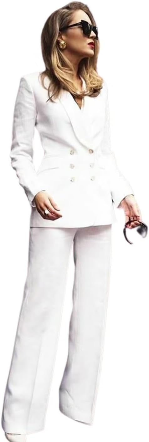 Women's Two Pieces Business Suit Double Breasted Jacket and Pants Shawl Lapel Tuxedos