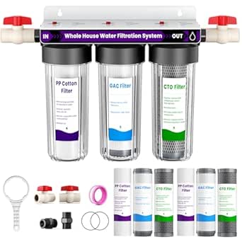 Whole House Water Filter System, 3-Stage Home Water Filtration with Extra Filters