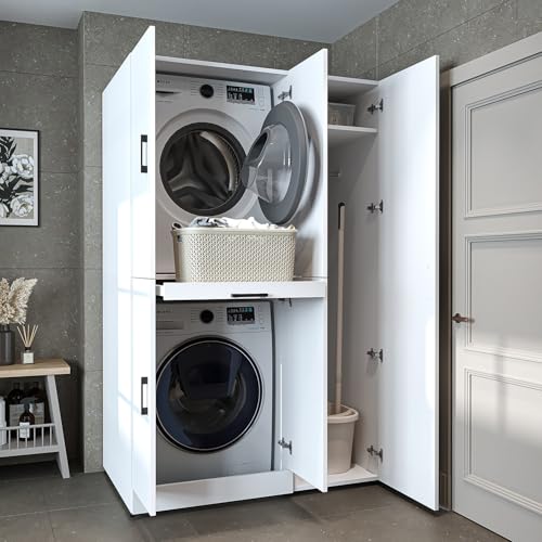 ROOMART Waschmaschinenschrank Dora Set für Trockner...