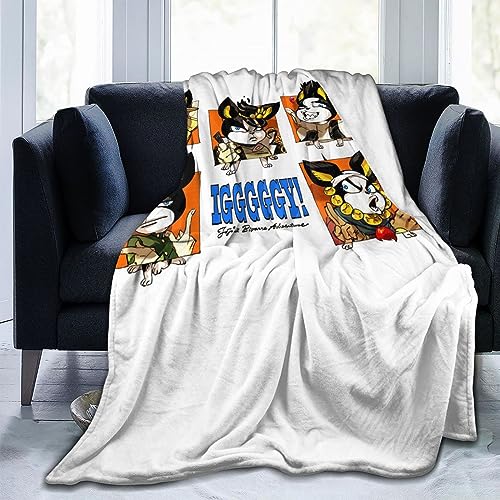 ジョジョの奇妙な冒険 イギー ブランケット 毛布 ひざ掛け フランネル毛布 マイクロファイバー ふわふわ 軽量 暖かい 四季適用 洗える 静電気防止 オフィス 旅行 出張 車内 キャンプ 冷房対策 T193 200x150cm