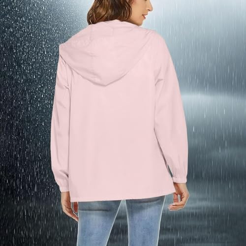 Womens Rain Jackets Windbreaker Waterproof Portable Rain Coat Zip Up Lightweight Cute Hiking Clothes with Pockets3