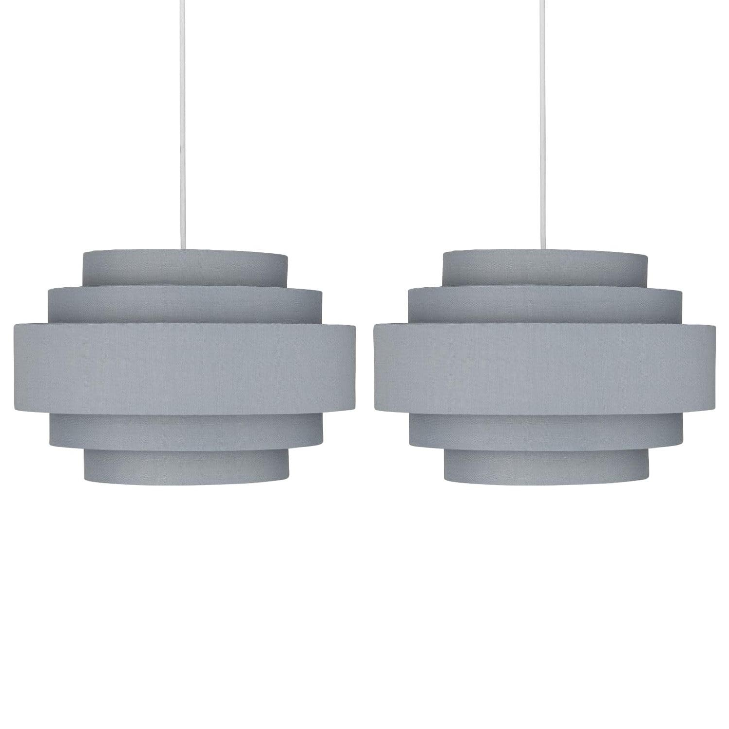 Dark Grey 5 Tier Ceiling Light Shade - Easy Fit, No Wiring Required - 23.5cm H x 35cm Dia - Compatible with LED & Smart Bulbs
