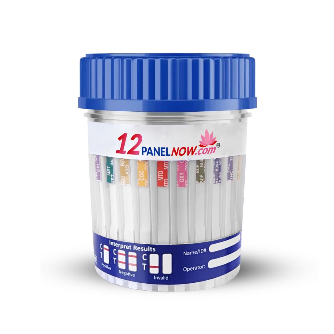 15 Panel Drug Test Cup with EtG, Fen, KRA & ADLTX, AMP, OPI, MET, BZO, COC, MMT, OXY, BUP, MDMA, THC, KRA, Fen, ETG, PCP & 3 Adulterants (Specific Gravity, pH and Creatinine) (25)
