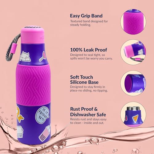 Image of Rabitat ZAPPY Insulated Water Bottle for School Kids 700ml | Steel Water Bottle for Kids | Kids Water Bottle | 1+1 Year Brand Warranty | Hot & Cold Upto 18 Hours | Violet Rover