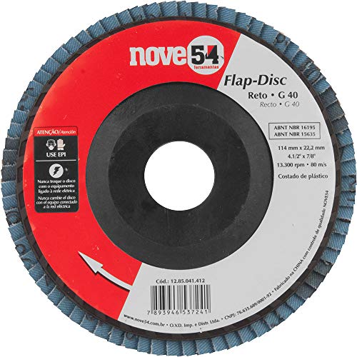 Disco De Desbaste/acabamento Flap-disc, Reto, 4.1/2', Grão 40, Costado Plástico, Nove54 Nove 54