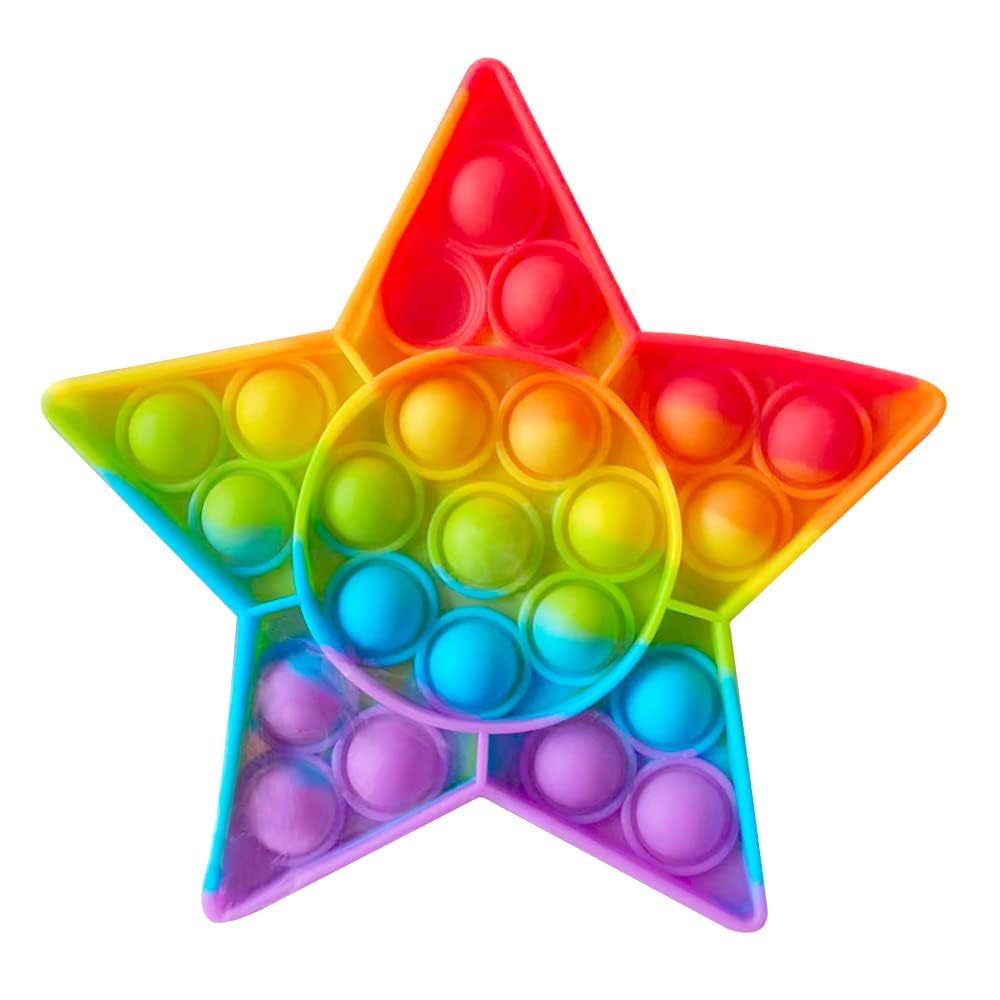 Pop Fidget Toy Star Push Pop Bubble Sensory Toy For Kids And Adults Travel Poppet Toy Squishy Toy For Gifts & Parties ADHD Stress & Anxiety Relief Toy Squeeze Toddler Toy (Star)