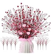 Galetcy Wedding & Anniversary Decorations 8 Pcs 17 Inch Artificial Hearts Berry Stems, Romantic W...