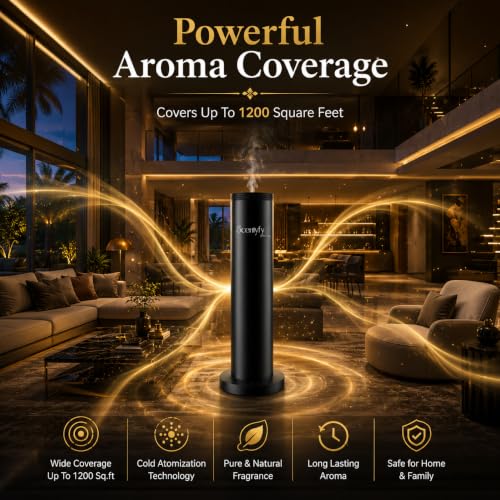 Image of SCENTYFY by STARQ Halo 2.0 Smart Air Scent Diffuser, Waterless Aroma Machine with Cold Atomization, Ultra Quiet No-Heat Technology for Home, Office, Gym & Hotel with 100ml Starter Perfume