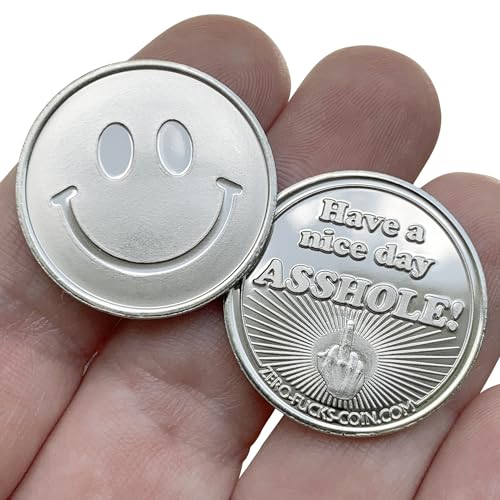 ZFG Inc. Have a Nice Day Asshole Smiley Face Novelty Coin, Shiny Gag Gift Joke Tokens, 10-Pack of Coins