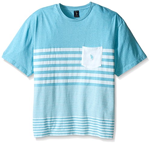U.S. Polo Assn.. Men's Big-Tall Engineered Stripe Crew Neck Pocket T-Shirt, Capri Heather, 2X