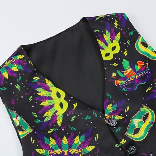 yolsun Men's Mardi Gras Vest 3D-Print Festival Party Holiday Waistcoats Mardi Gras Outfit3