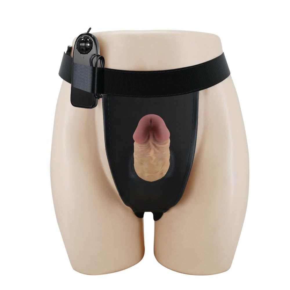 Strapon cavo vibrante in SILICONE indossabile dall'uomo, Dildo indossabile VIBRATORE Strapon, Cintura fallica per Uomo, Pene indossabile vuoto che prolunga pene, Guaina fallica con cintura
