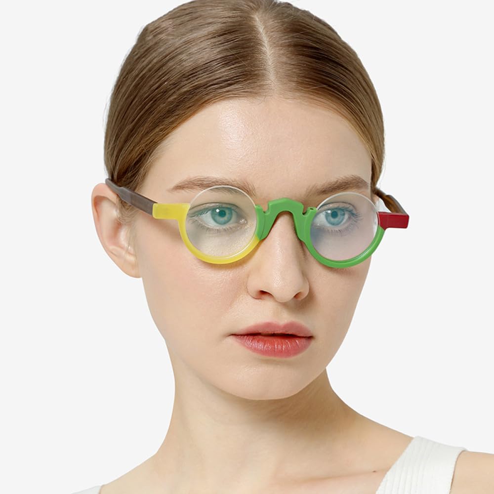 MUTYNE Montura de gafas de acetato mate para mujer, anteojos redondos, gafas de media montura a la moda