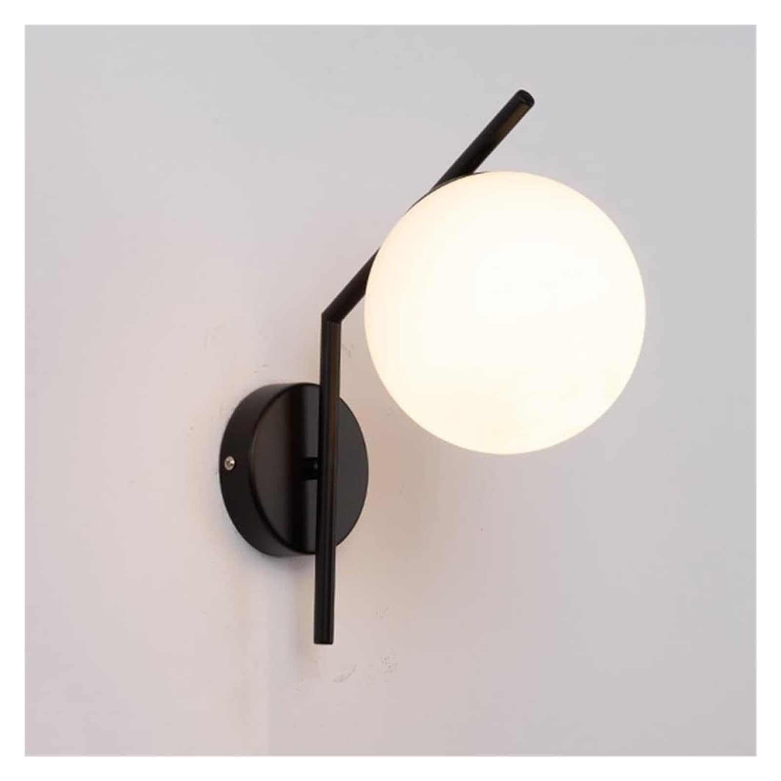 SYAXVOM Wall Lamp Light Fixtures with Globe Glass Shade - 1 Lights Sconces Lighting Indoor Retro Lamps, for Living Room Dining Bedroom Vanity Mirror Decor Lantern, E27 Base (Color : Noir