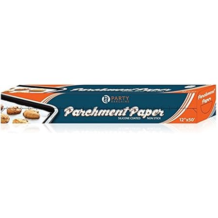 Party Bargains 12 Inch x 50 Feet Parchment Paper Roll - 1 Pack Non-stick Baking Parchment Sheet, Silicone Coated Baking Paper, Perfect for Air Fryer Liners, Baking, Roasting, Cake, and Pizzas