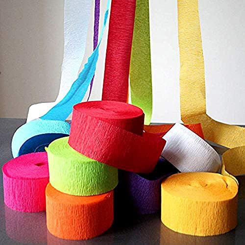 GIRLYZ Attire Paper Streamer Ribbon Decorations for Birthday Diwali Navratri & Craft fir Home Decoration (Multicolor Pack of Ribbon Rolls (12)-image-0