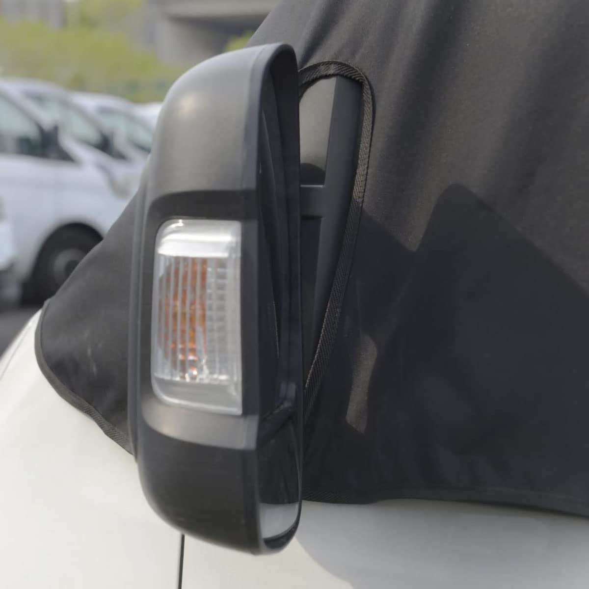 PACEWALKER Frontscheibenabdeckung Ducato Wohnmobil Außen, 600D Oxford Thermomatte mit PVC Schicht, Sonnenschutz Windschutzscheibe für FIAT Ducato/Peugeot Boxer/Citroën Jumper 2006-2014 (Schwarz)