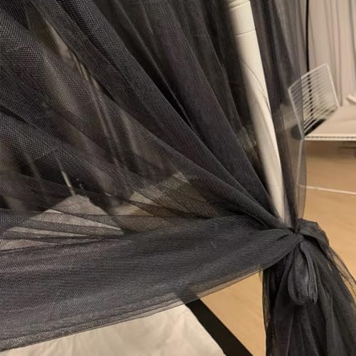 America Village Style Princess 4 Corner Post Bed Thinken Encryption Mosquito Netting; Bedding Curtains for Baby Girls Kids Bedroom Dectors Drapes Canopies (Black-2, Full)