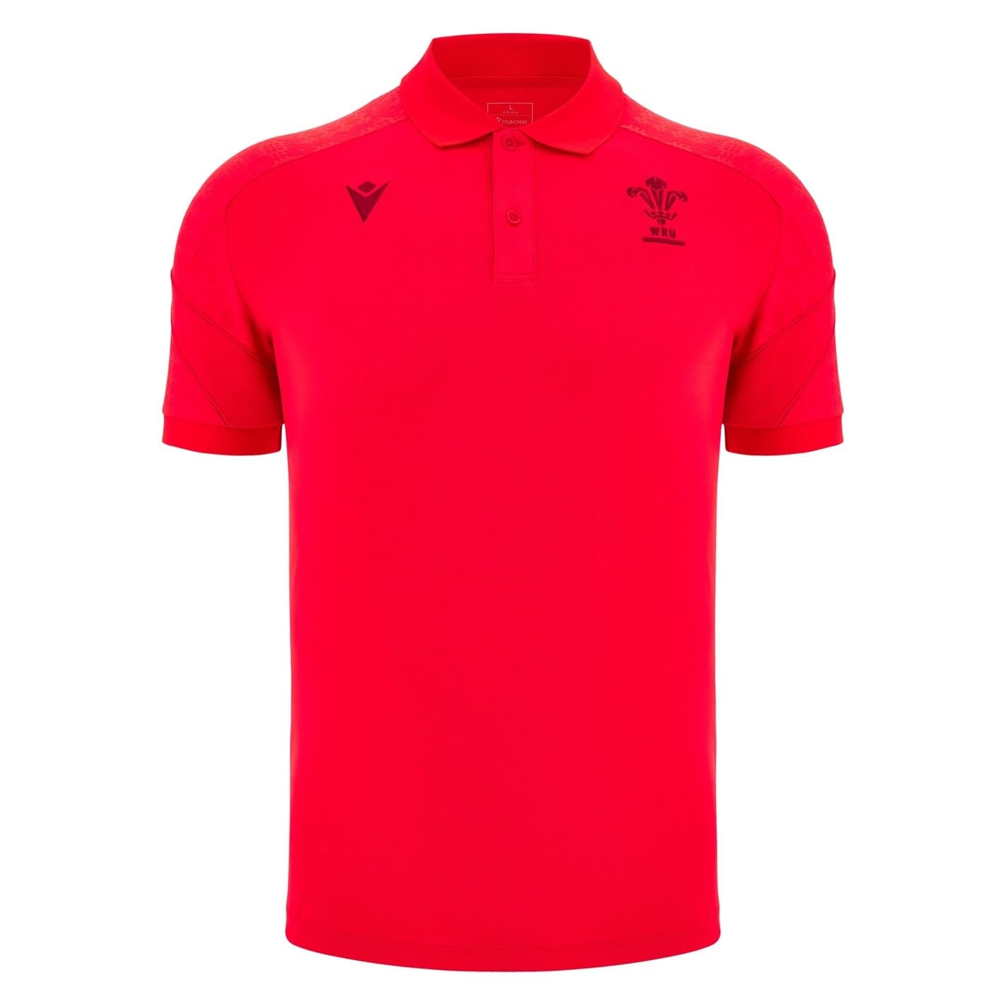 Macron Mens Wales Rugby Travel Polo Shirt 2025 Adults Short Red XXL