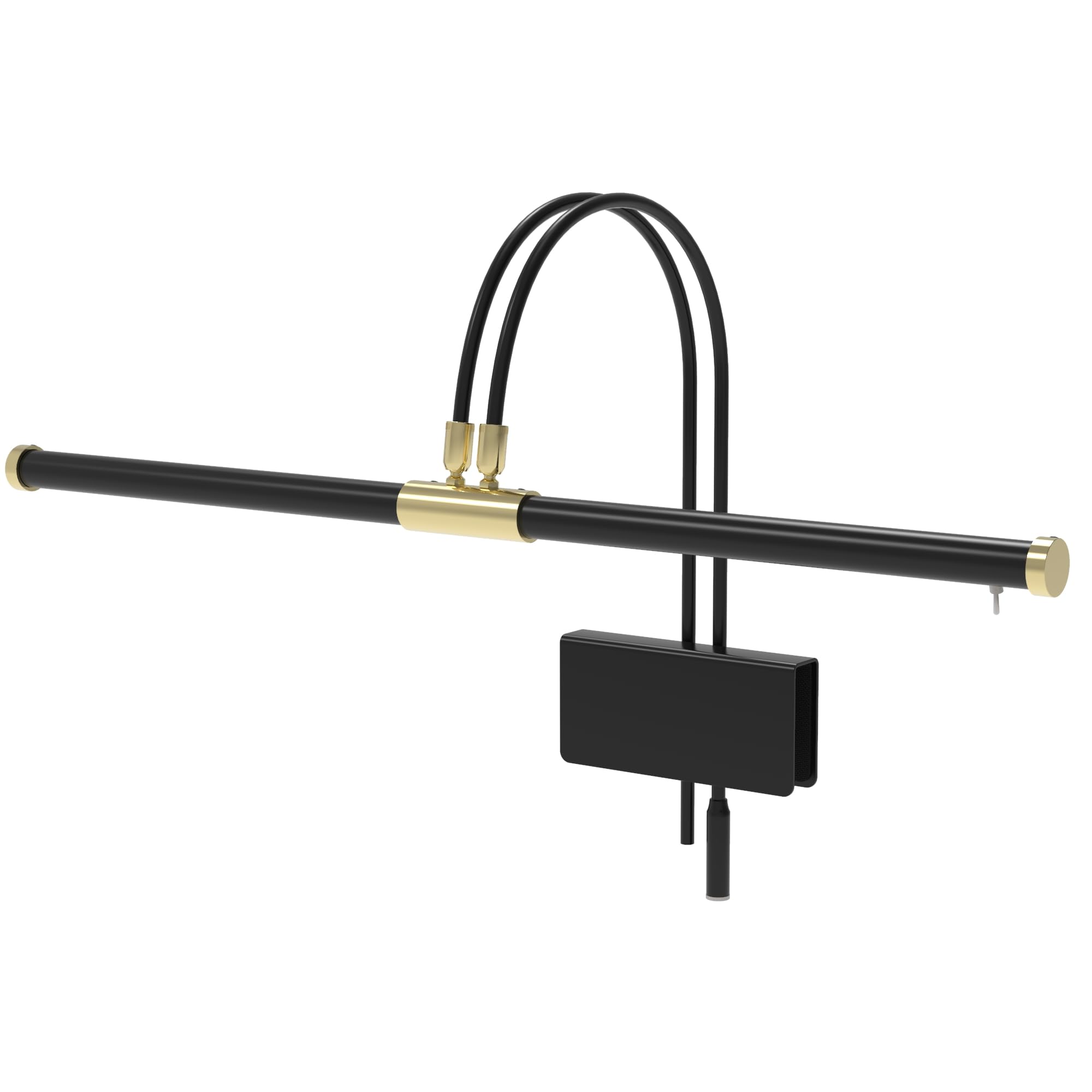 Cocoweb 22" Grand Piano Lamp, LED, Adjustable, Quality Lighting in Black with Brass Accents, with Plug-in Adapter - GPLED22D