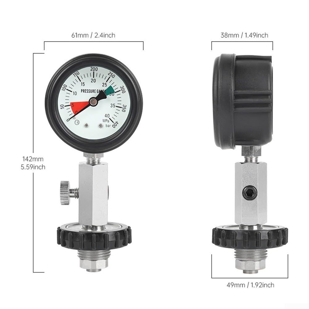 Manometer für DIN-Tauchzylinder, klares Zifferblatt mit 0 300 Bar Bereich