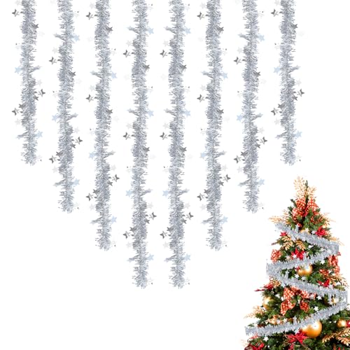 8 Stück Weihnachten Lametta Girlande, Christmas Garland, 2m...
