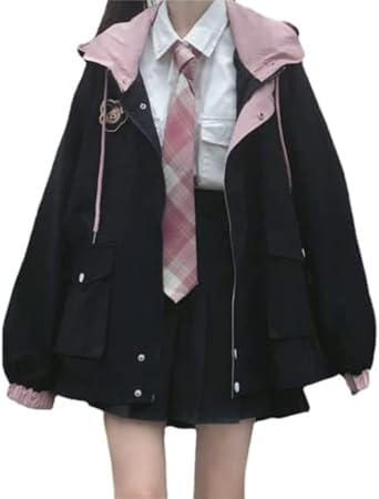 Kawaii Clothes for Teen Girls Kawaii Fall Jacket Cute Hoodies Zip up Girls Outerwear Jackets Coats