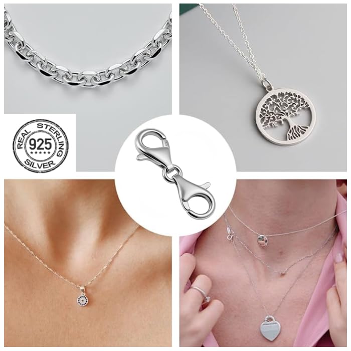 JEYORZY Karabinerverschlüsse 24 Stück - Doppelöffnung Für Armbänder & Halsketten Silber