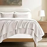 EVERGRACEHOME Cotton Coverlet Set King Size 3 Pieces, Lightweight Soft Ribbed Matelassé Bedspread Quilt Set, Cozy Oversized Quilted Bedding Set with 2 Pillow Shams for All Seasons, Birch