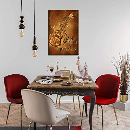 Biuteawal Guitar Wall Art Music Notes With Quote Canvas Posters Abstract Guitar Artwork Wall Decor For Living Room Bedroom Vintage Musical Pictures Gift For Music Lovers #TOP4
