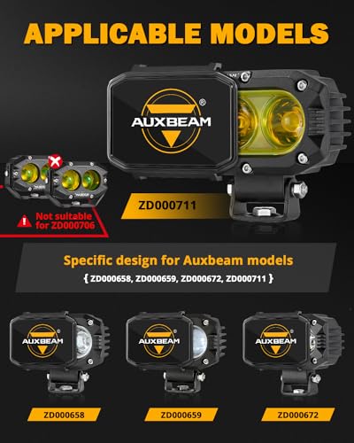 Image of Auxbeam R4 Series 4 Inch LED Square Black Protective Pod Light Covers | Quick Snap-On Installation, Premium Polycarbonate Covers, Waterproof, Protects Against Dust, Debris & Impacts, 2-Pack