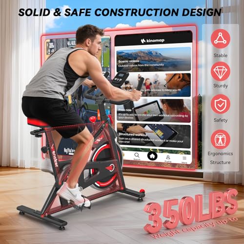 Wenoker Exercise Bike APP Compatible, Indoor Cycling Spin Bike for Home Gym Use with LCD Display&Tablet Holder, Fitness Bike Exercise Equipment Cardio Training Machine - Image 5