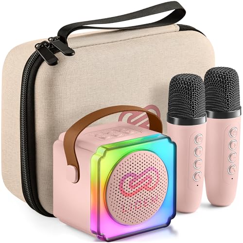 LIOEM Mini Karaoke Machine for Kids | Kids Karaoke Machine for Girls and Boys w/ 2 Wireless Bluetooth Microphones | Clear-Sound Mini Kareoke and Speaker | Speaker and Microphone Set for Children