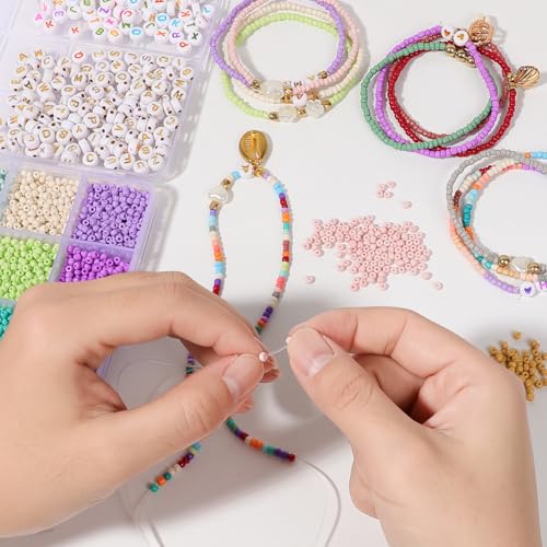 Miçangas de vidro de 3 mm para kit de fabricação de joias, 28 cores pequenas contas de sementes para