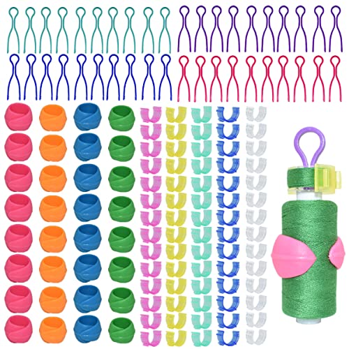 embroidery label machine - 142 Pcs Bobbin Thread Organizing Clips, 70 Bobbin Holder Clips Color Thread Clips Holder, 32 Silicone Holder Bobbin Holders, 40 Bobbin Thread Holders for Quilting Sewing Machine Spool Organizing