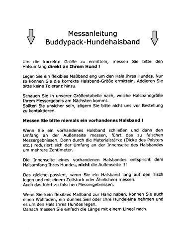 BUDDYPACK | Extra-Breites Hundehalsband mit Reflektorstreifen | Weiches Neopren-Polster | Größe XXS-3XL Verstellbar (S/M (41-46 cm), Schwarz)