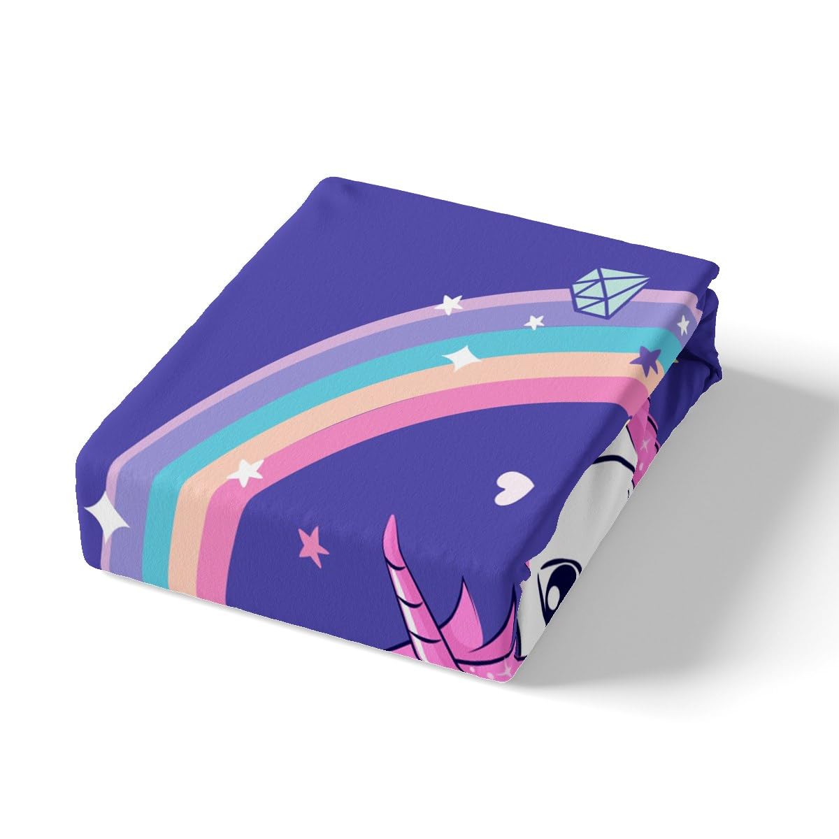 Juego de sábanas de unicornio para niñas, lindo juego de sábanas de unicornio arcoíris, sábanas kawaii de dibujos animados con bolsillo profundo, sábana bajera de galaxia, estrellas, decoración de fa