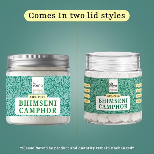Image of AIR ROMA Bhimseni Original Camphor 100g Jar - Pack of 1 | 100% Pure, Organic, Camphor (Kapur) for Puja, Arti, Meditation, Aromatherapy, Refreshing Fragrance & Neutralizes Negative Energy