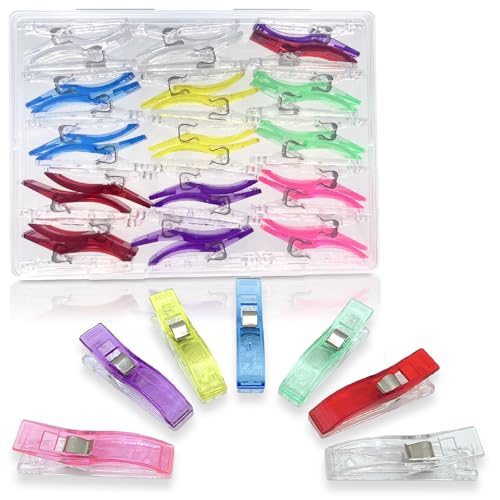 Large Sewing Clips for Fabric and Quilting 30 Pcs, KOLUP Jumbo Quilting Clips and Sewing Fabric Clips Crafting Tools Assorted Colors Premium Plastic Clips Sewing Notions for Sewing Quilting Supplies