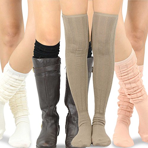 Image of Fashionable Cotton Slouchy Boot Socks for Women and Girls: Long Thigh Highs, Over-the-Knee Highs, and Knee Highs