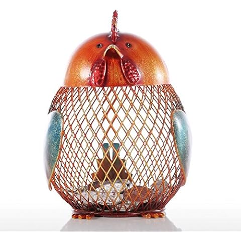 Tooarts Chick Coin Bank Box Metal Craft Animal Figurine Gift Ornaments for the Home,Orange Cover