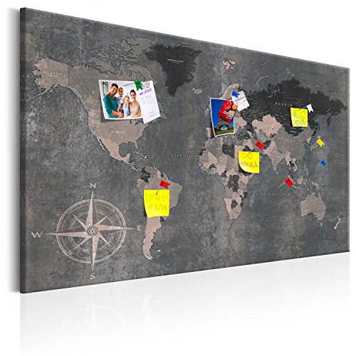 murando - Weltkarte Pinnwand & Vlies Leinwandbild 120x80 cm 1 Teilig Kunstdruck modern Wandbilder XXL Wanddekoration Design Wand Bild - Landkarte Karte Reise Geographie bunt k-A-0057-v-d
