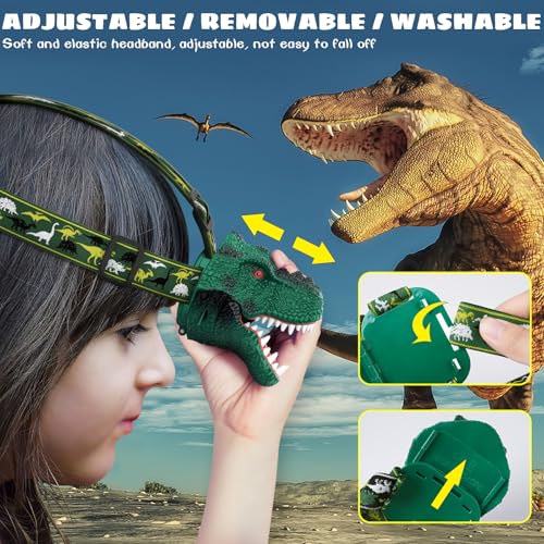 Dysaim Kids Headlamp,Rechargeable T-Rex Dinosaur Headlamp for Kid and LED Head Lamp Camping Gear Flashlight,Hiking Accessories Headlight Toys,Four Light Modes Suitable for Reading/Party Gift(2 Pack) by Dysaim - Used condition - Image 5