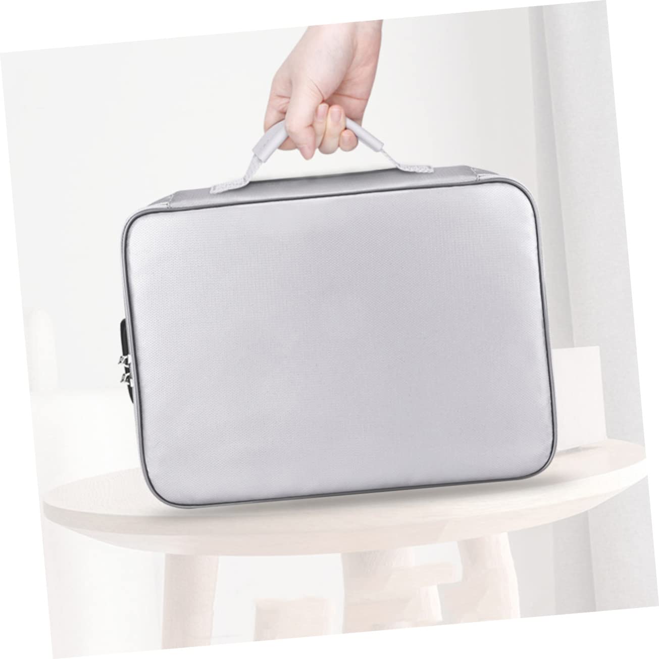 jojofuny Borsa Porta Documenti Ignifuga in Silicone e Fibra di Vetro Grande Capacità con Chiusura Zip Liscia per Viaggiatori e Studenti