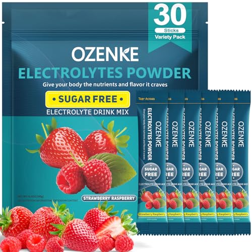 OZENKE 30 Sticks Electrolyte Powder Packets Sugar Free Hydration Packets