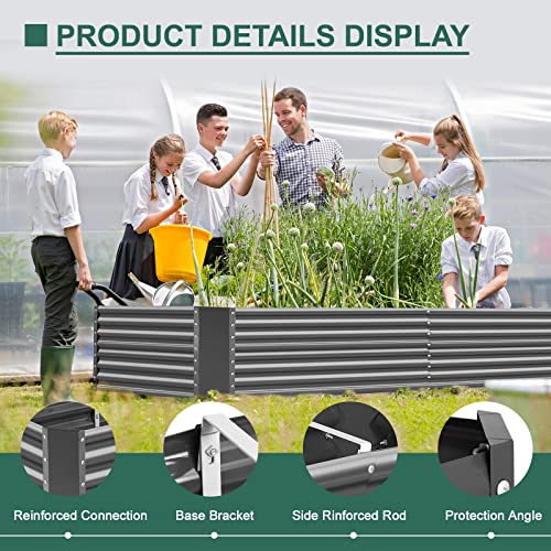 Image of Land Guard 8x4x2 ft Galvanized Raised Garden Bed Kit, Galvanized Planter Raised Garden Boxes Outdoor, Large Metal Raised Garden Beds for Vegetables(Grey)